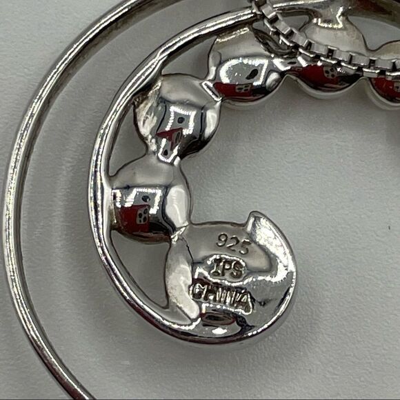 Sterling Silver 925 Genuine Pearl Circle Necklace - Picture 5 of 5